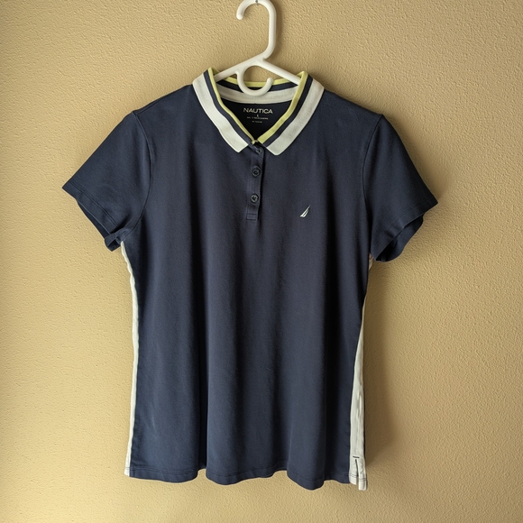 Nautica Navy Polo Shirt with White Trim - Picture 1 of 16